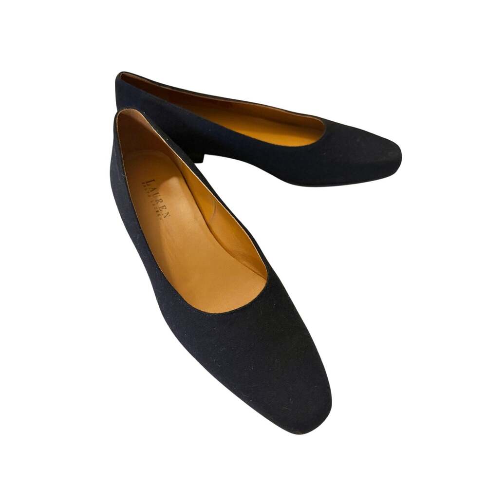 NWOB Lauren Ralph Lauren Navy Blue Felt Wool Flats sz. 8.5B